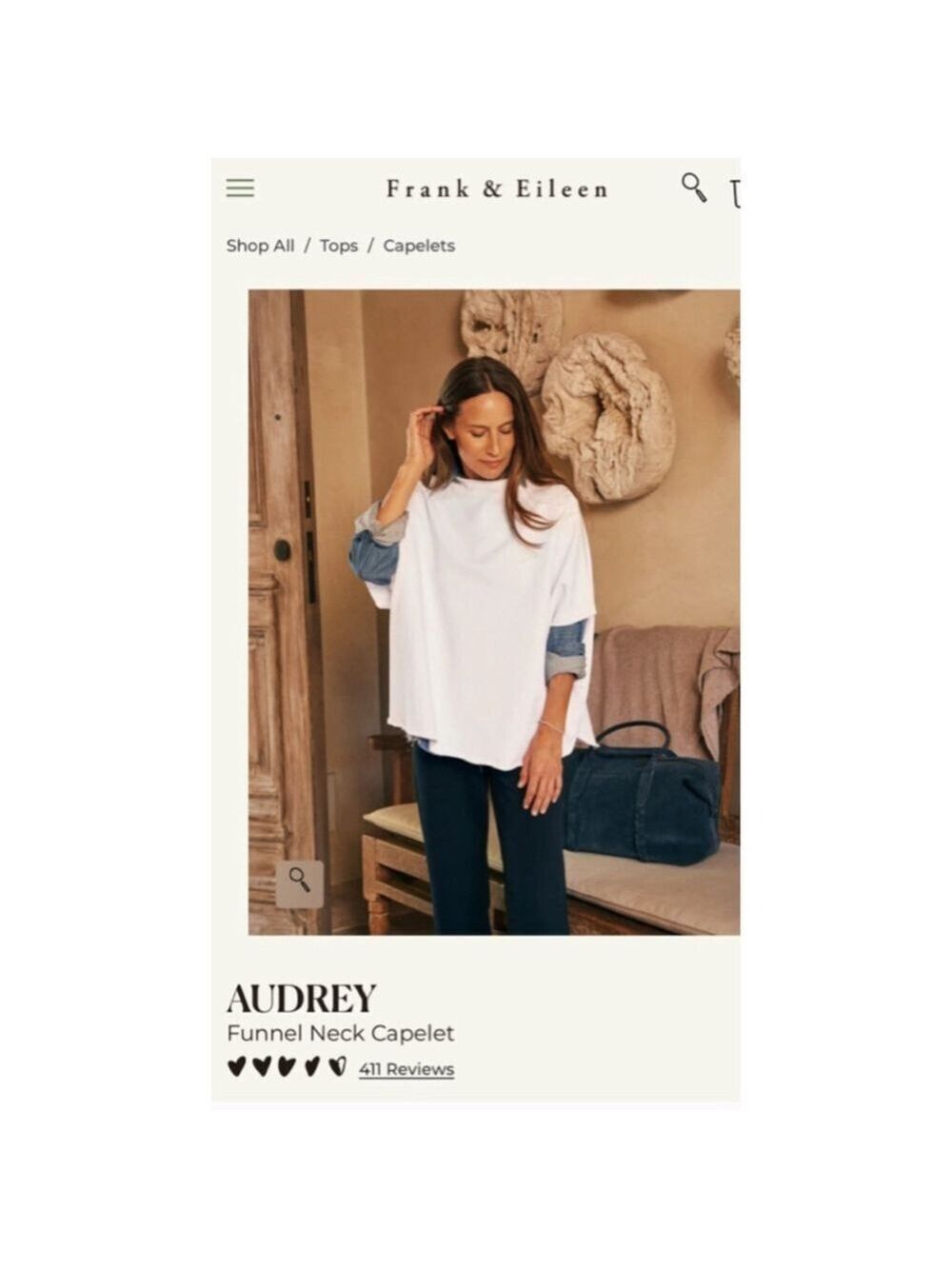 New Frank & Eileen Audrey Funnel Neck Capelet One Size White